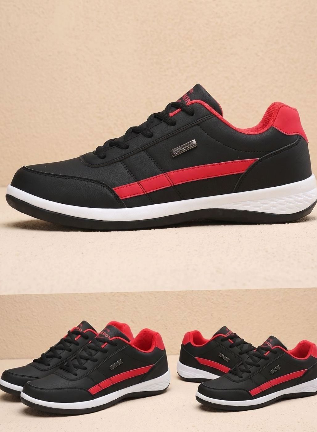 Waterdichte herensneakers met veters en voetboogondersteuning