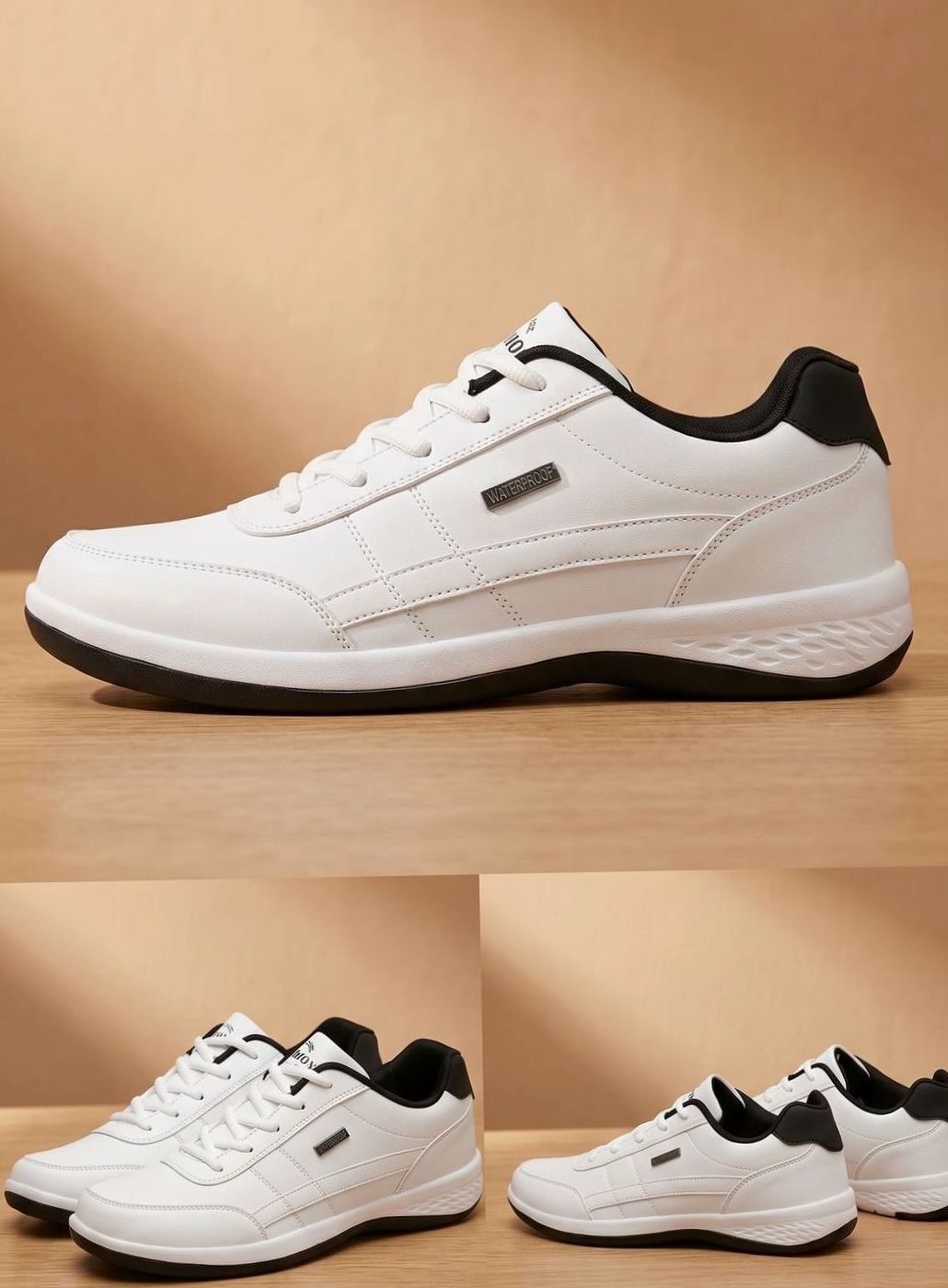 Waterdichte herensneakers met veters en voetboogondersteuning
