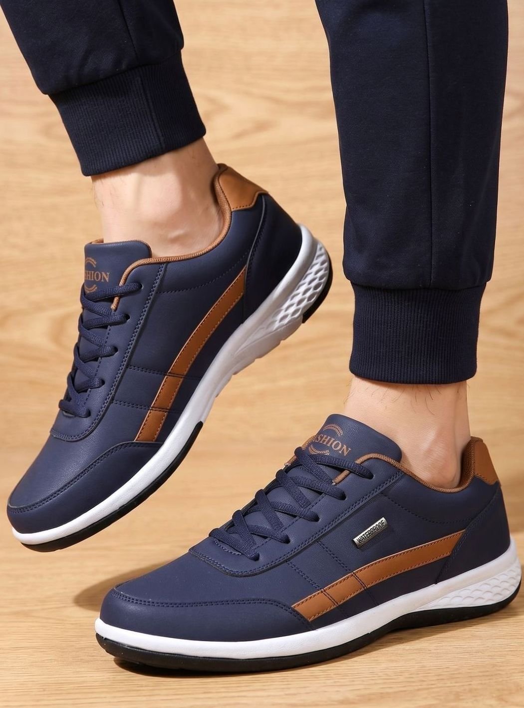 Waterdichte herensneakers met veters en voetboogondersteuning