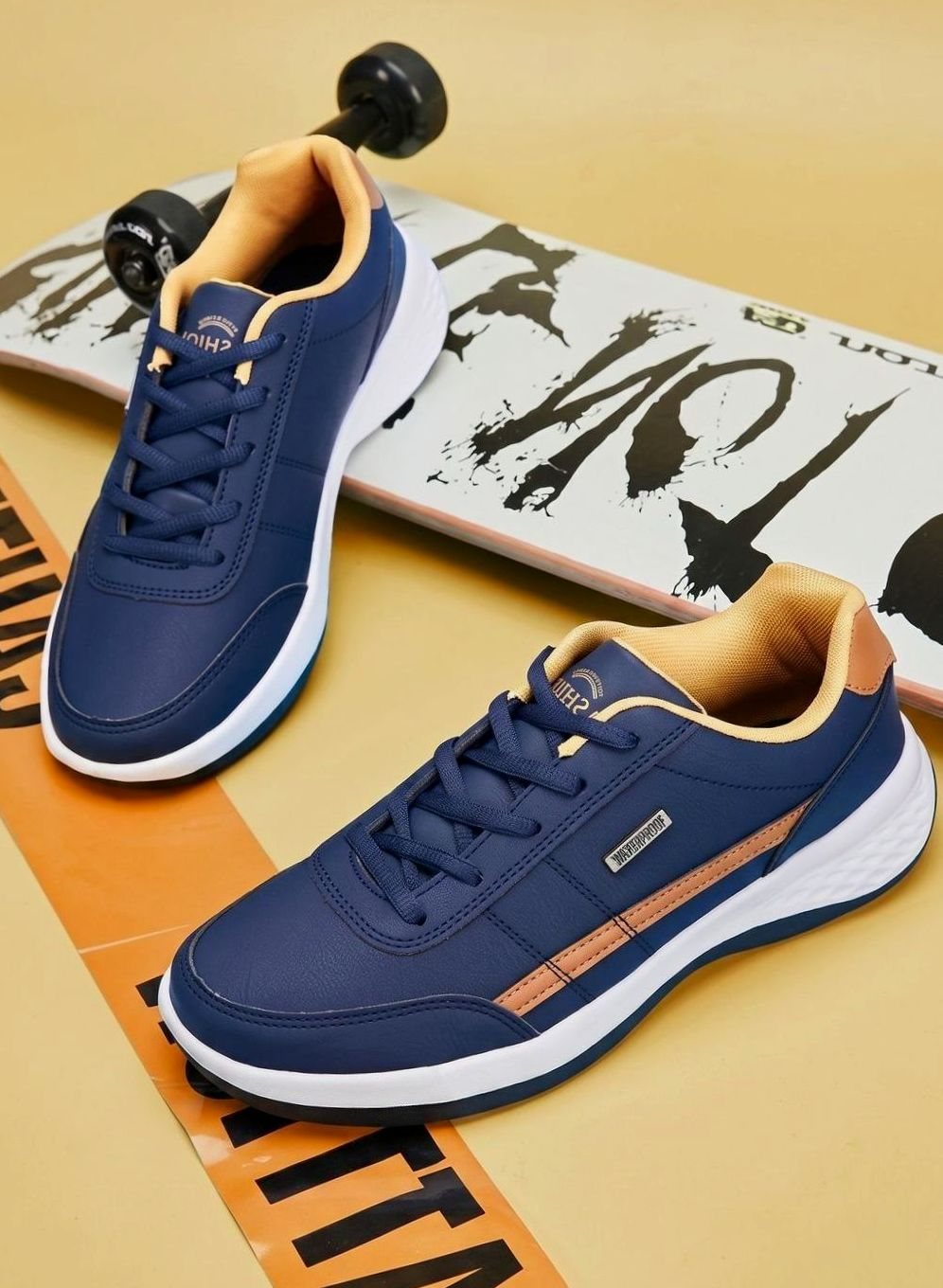 Waterdichte herensneakers met veters en voetboogondersteuning