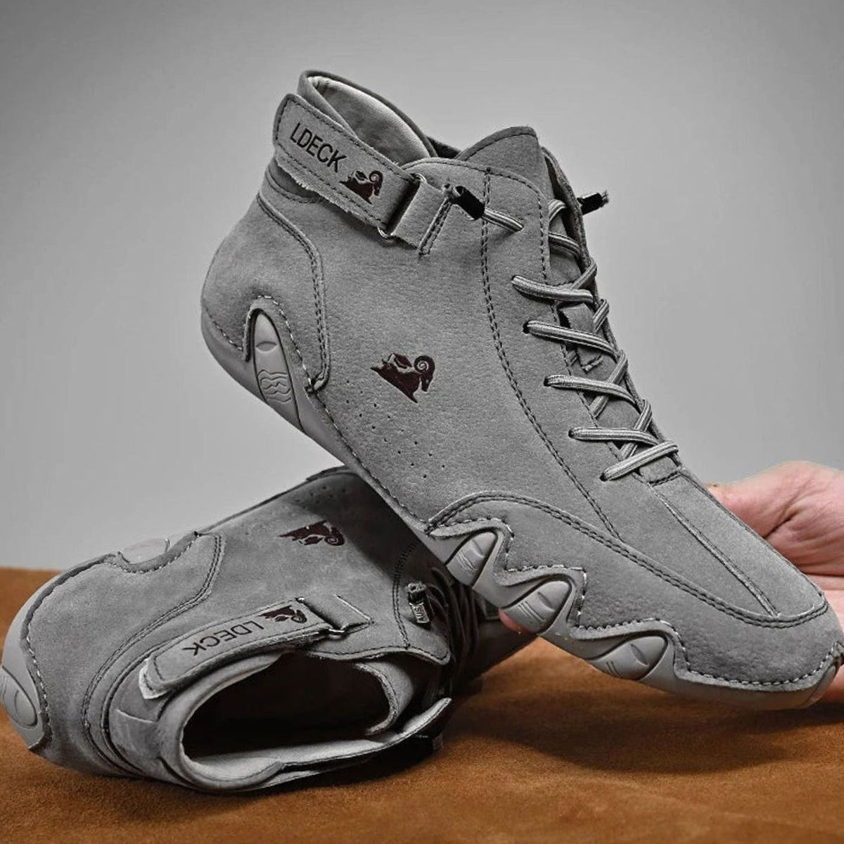 Leren herenboots met brede teenruimte en dunne zool