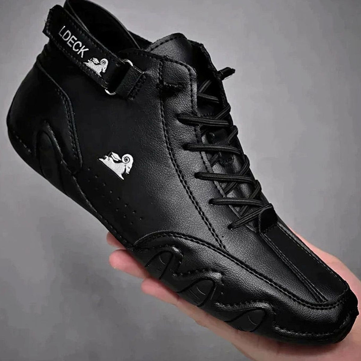 Leren herenboots met brede teenruimte en dunne zool