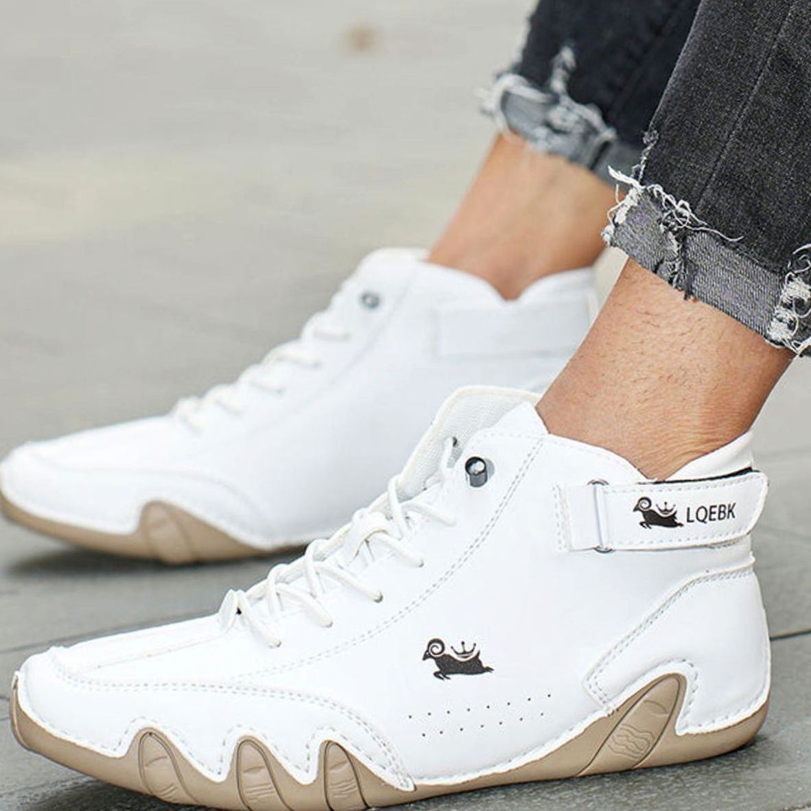 Leren herenboots met brede teenruimte en dunne zool