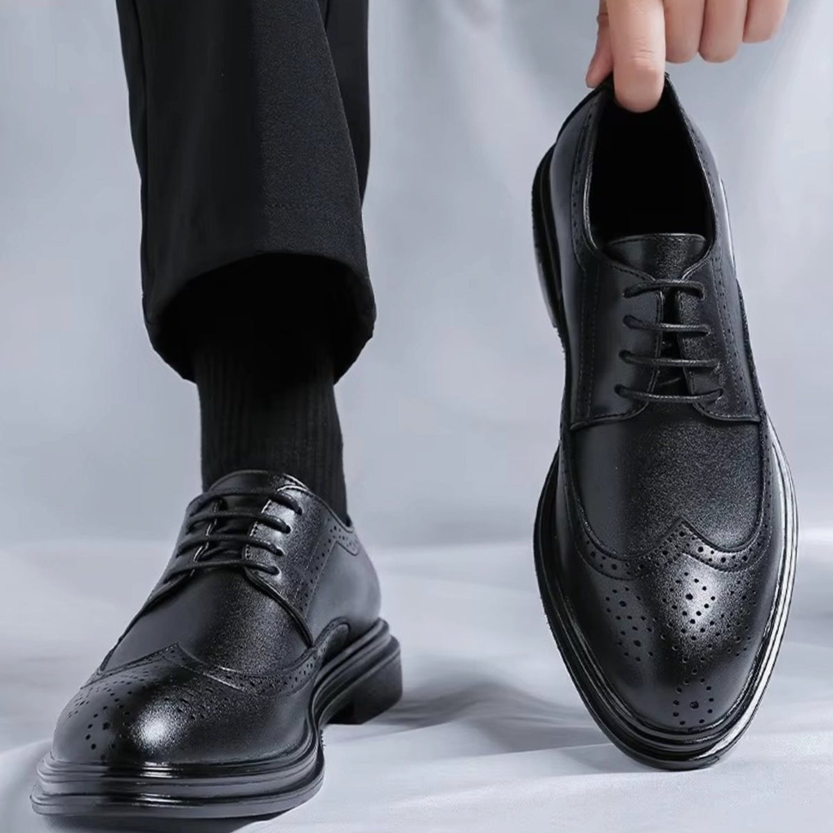 Heren-Derbyschoenen met wingtip-broguepatroon