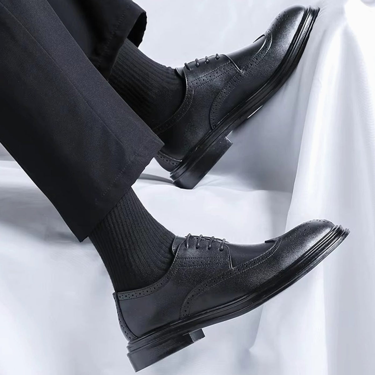 Heren-Derbyschoenen met wingtip-broguepatroon