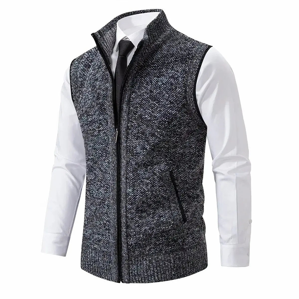 Niek | Gebreid herengilet met rits en opstaande kraag