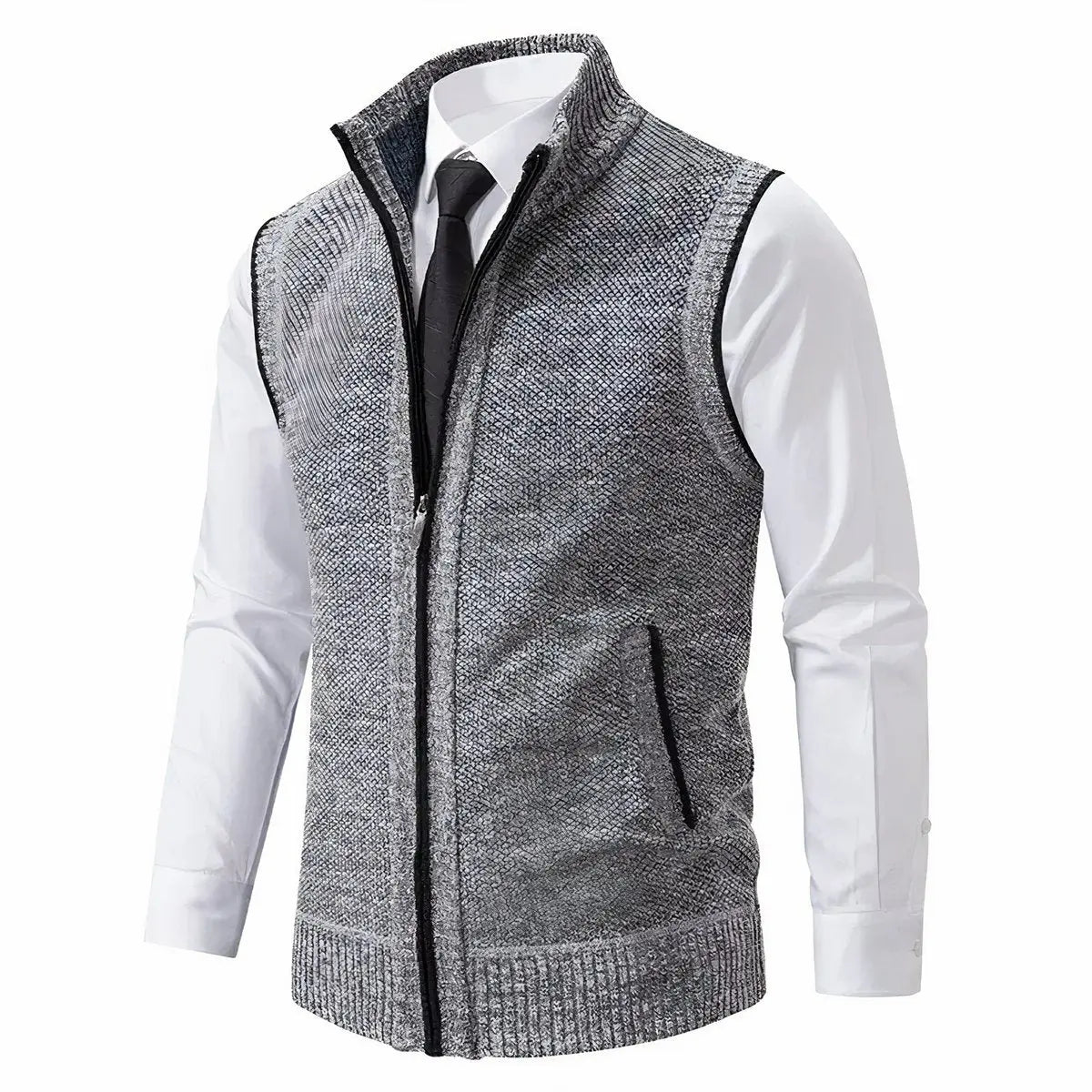 Niek | Gebreid herengilet met rits en opstaande kraag