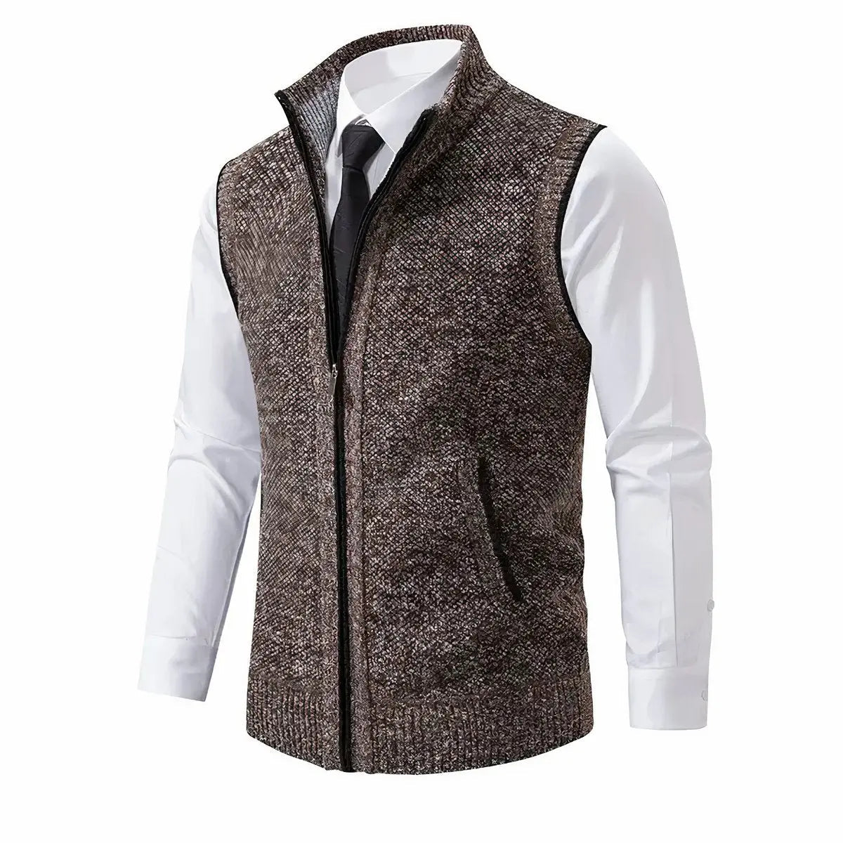 Niek | Gebreid herengilet met rits en opstaande kraag
