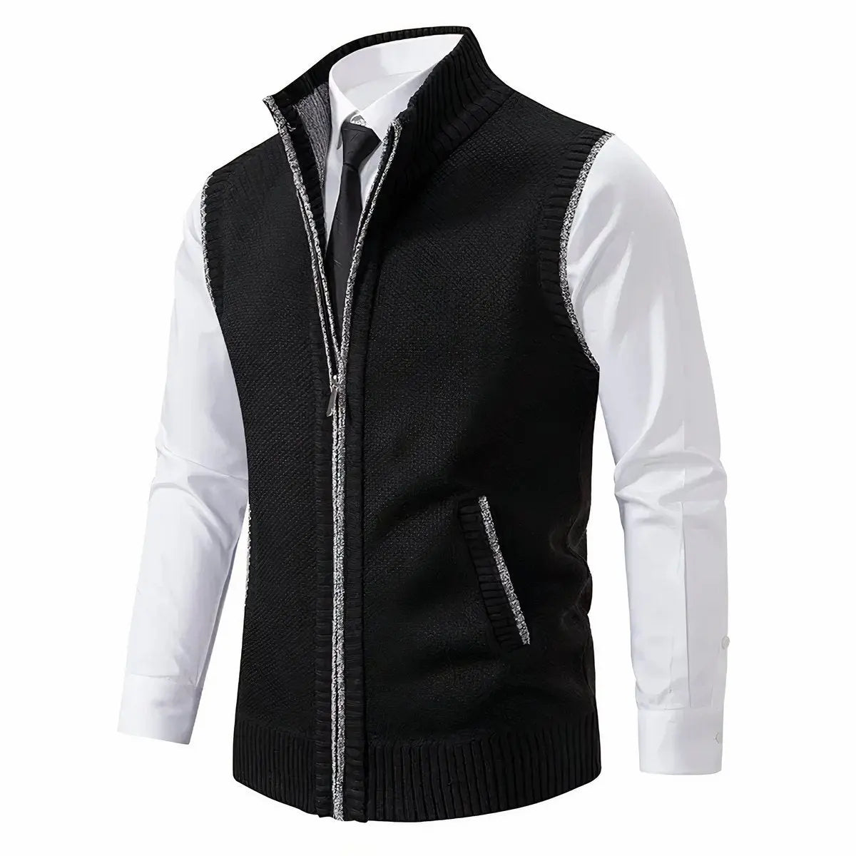 Niek | Gebreid herengilet met rits en opstaande kraag