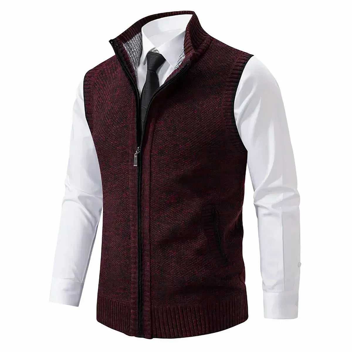 Niek | Gebreid herengilet met rits en opstaande kraag