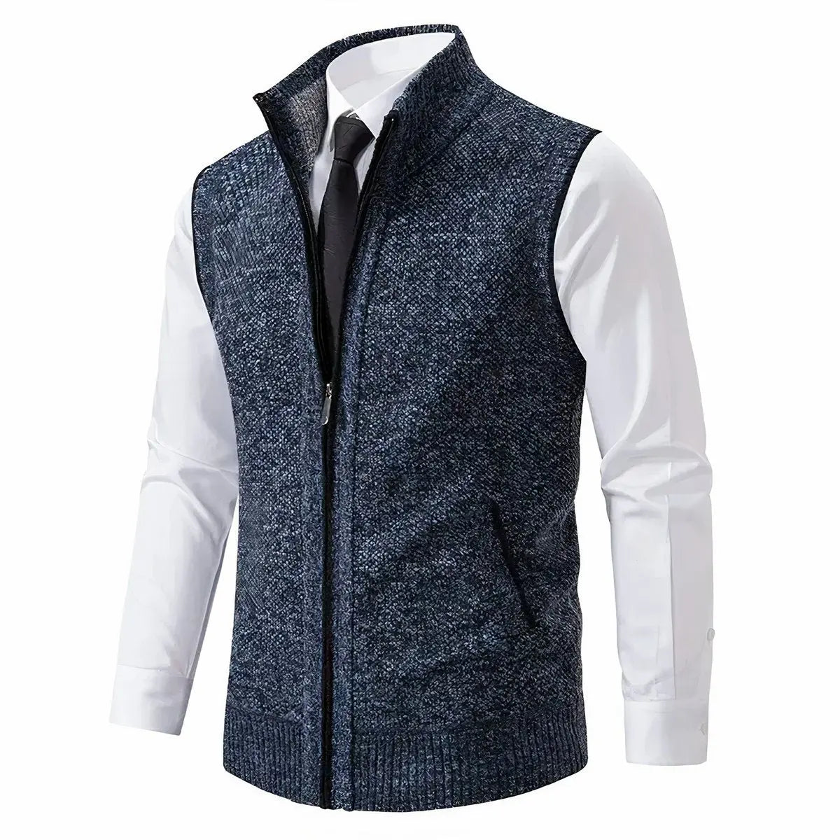 Niek | Gebreid herengilet met rits en opstaande kraag