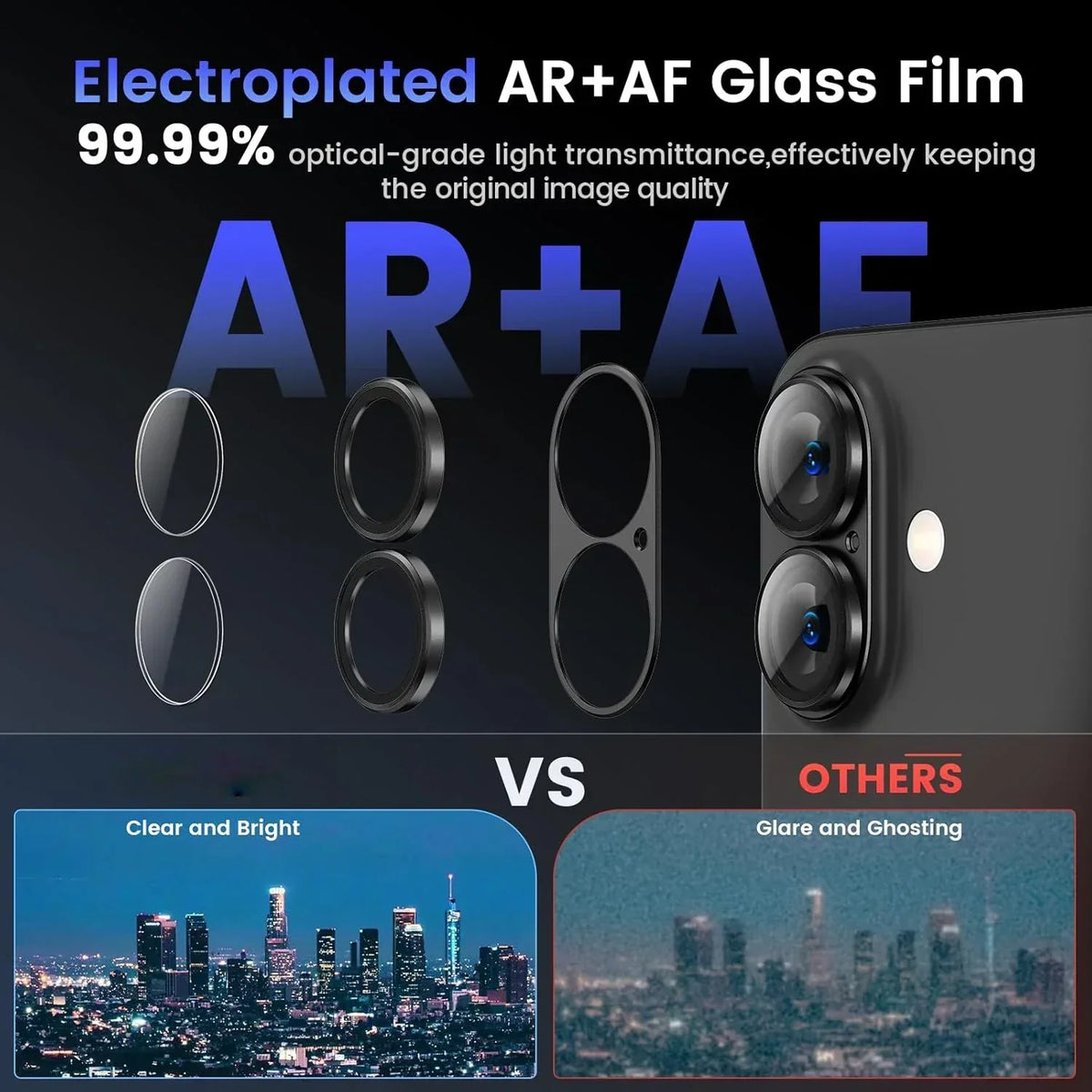 Metalen camera lens beschermhoes met gehard glas voor iphone