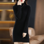 Gebreide herfstjurk met colkraag