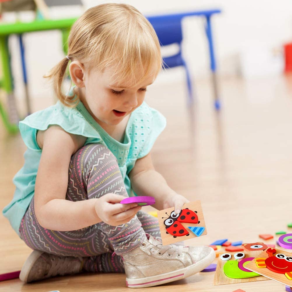 Montessori-leerpuzzel van hout – kleurenplezier