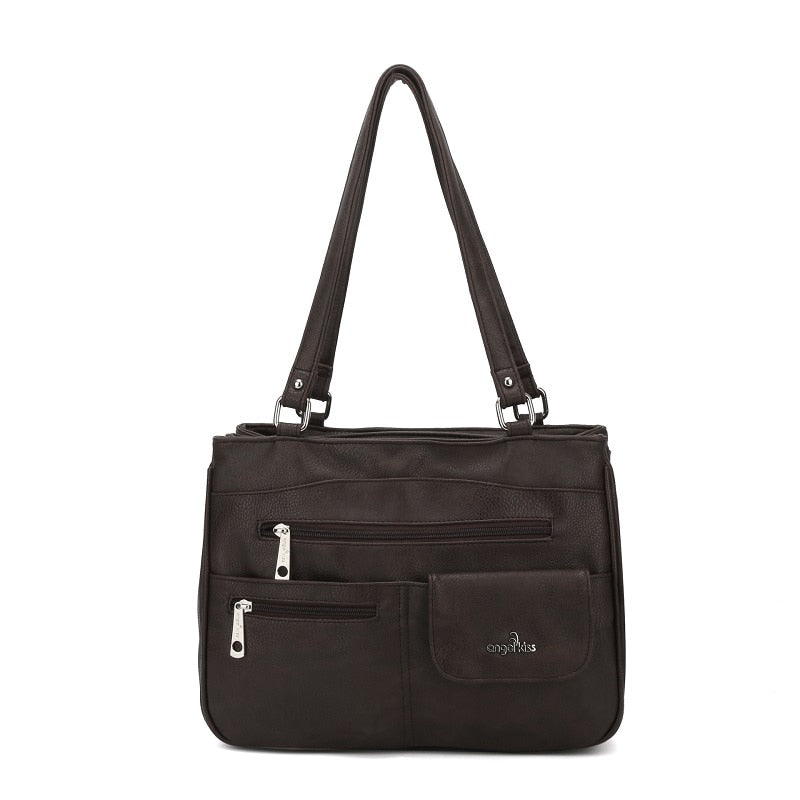 Multi-vakken dames schouder- en crossbody handtas