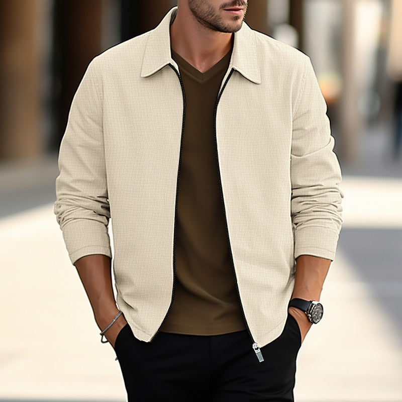 Licht overshirt met structuur en reverskraag