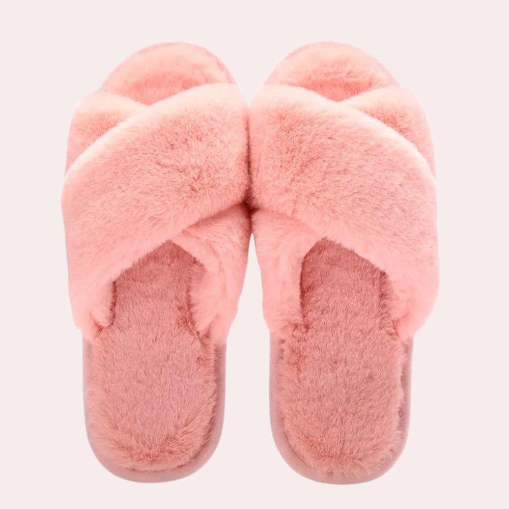 Warme kruisband pantoffels voor dames
