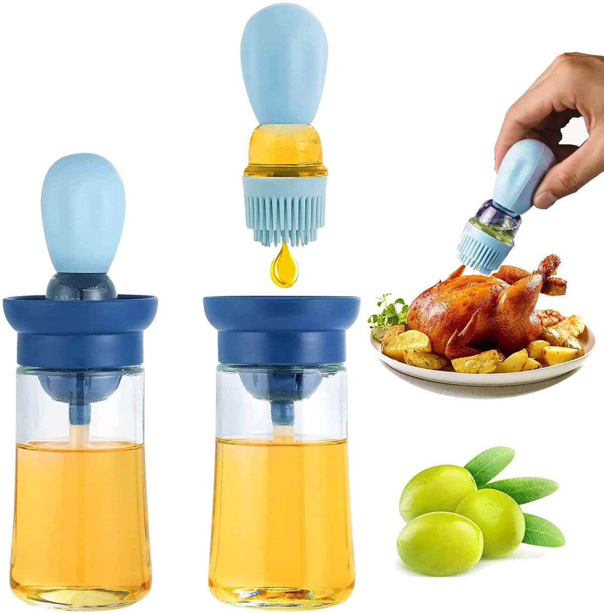 Olieverdeler fles met siliconen borstel