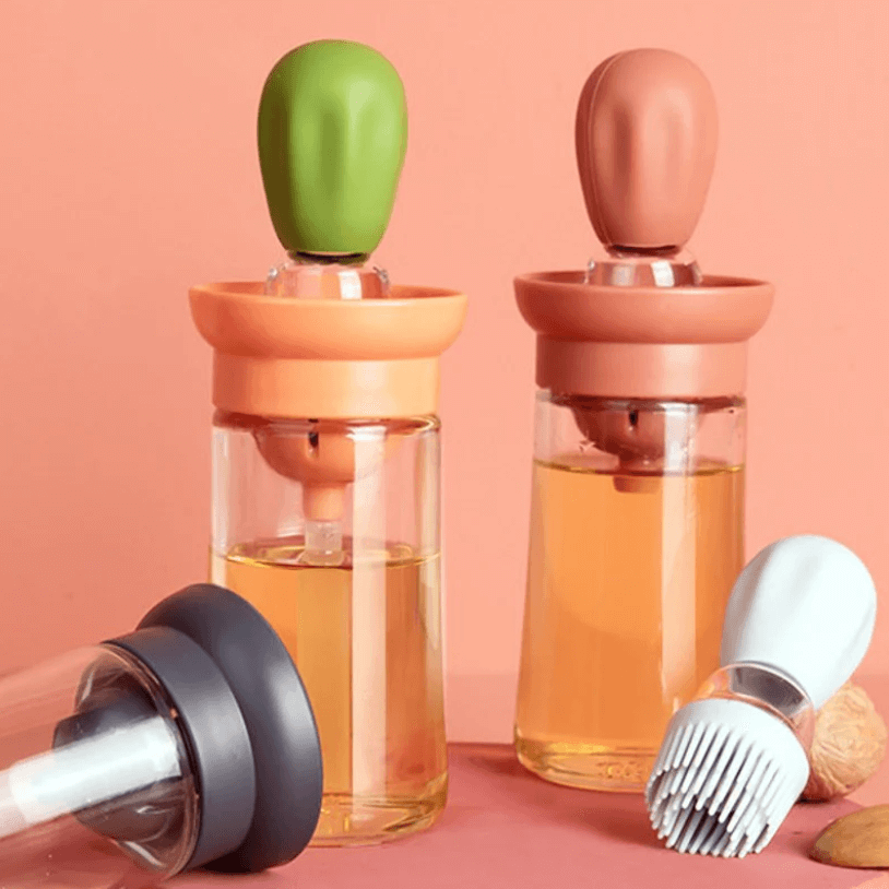 Olieverdeler fles met siliconen borstel