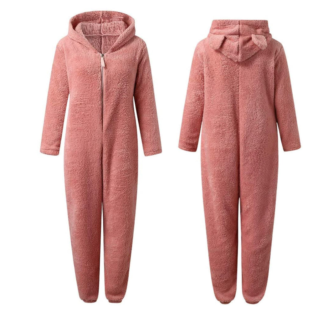 Superzachte fleece onesie met berenoortjes