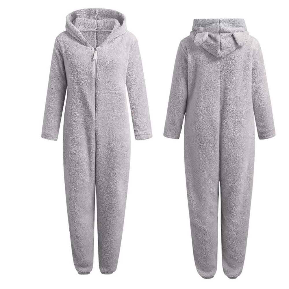 Superzachte fleece onesie met berenoortjes