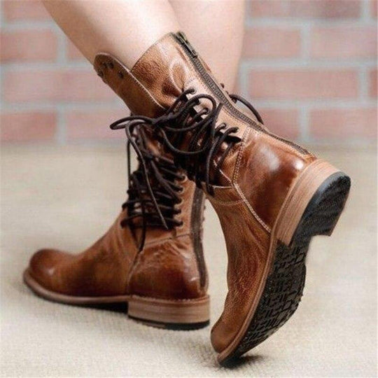 Hoge damescowboylaarzen met sierstiksels