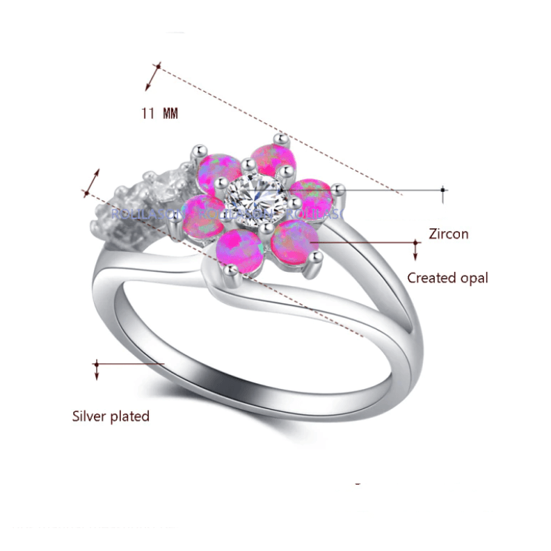 Ring met opalen bloem