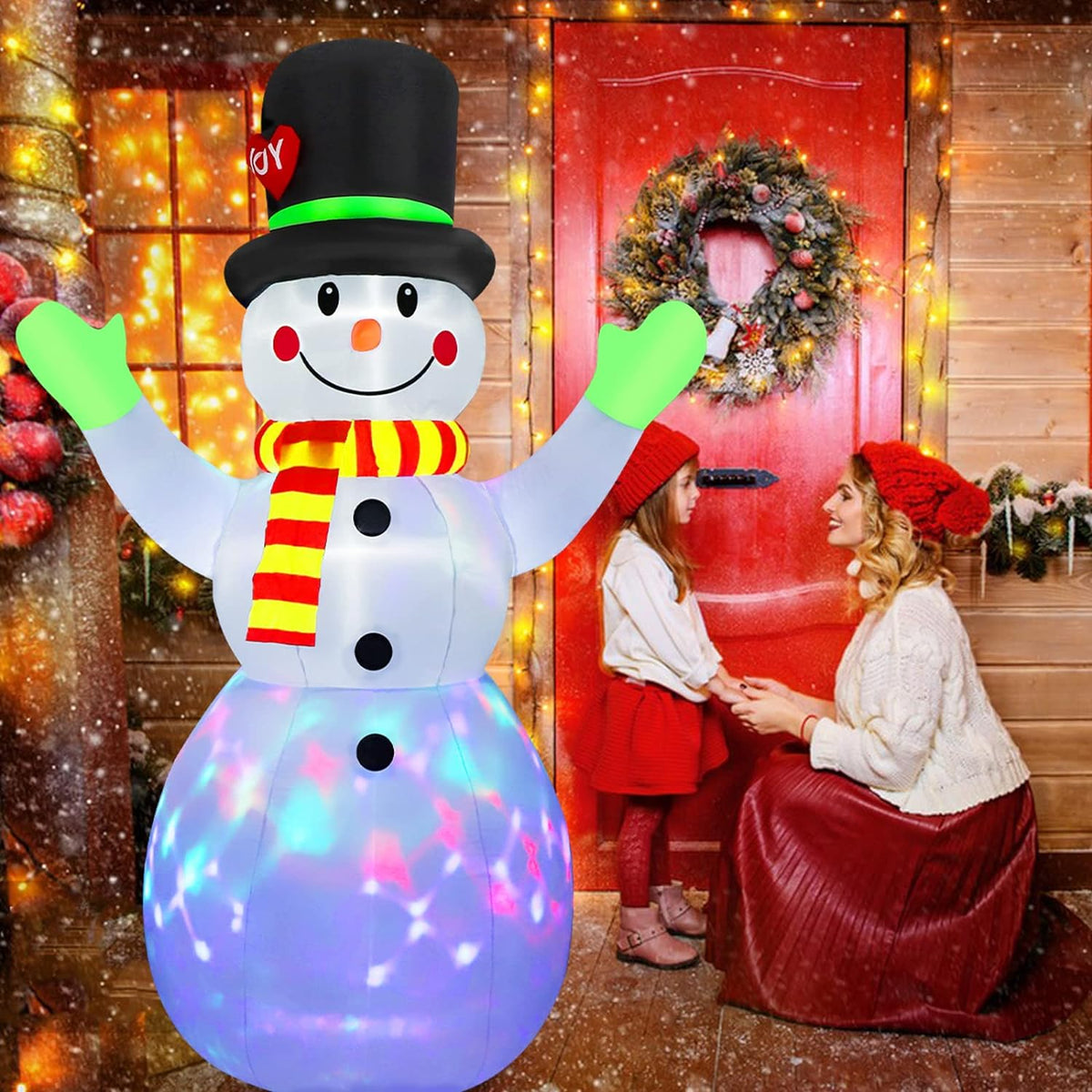 Opblaasbare verlichte sneeuwpop (213 cm) – Noor
