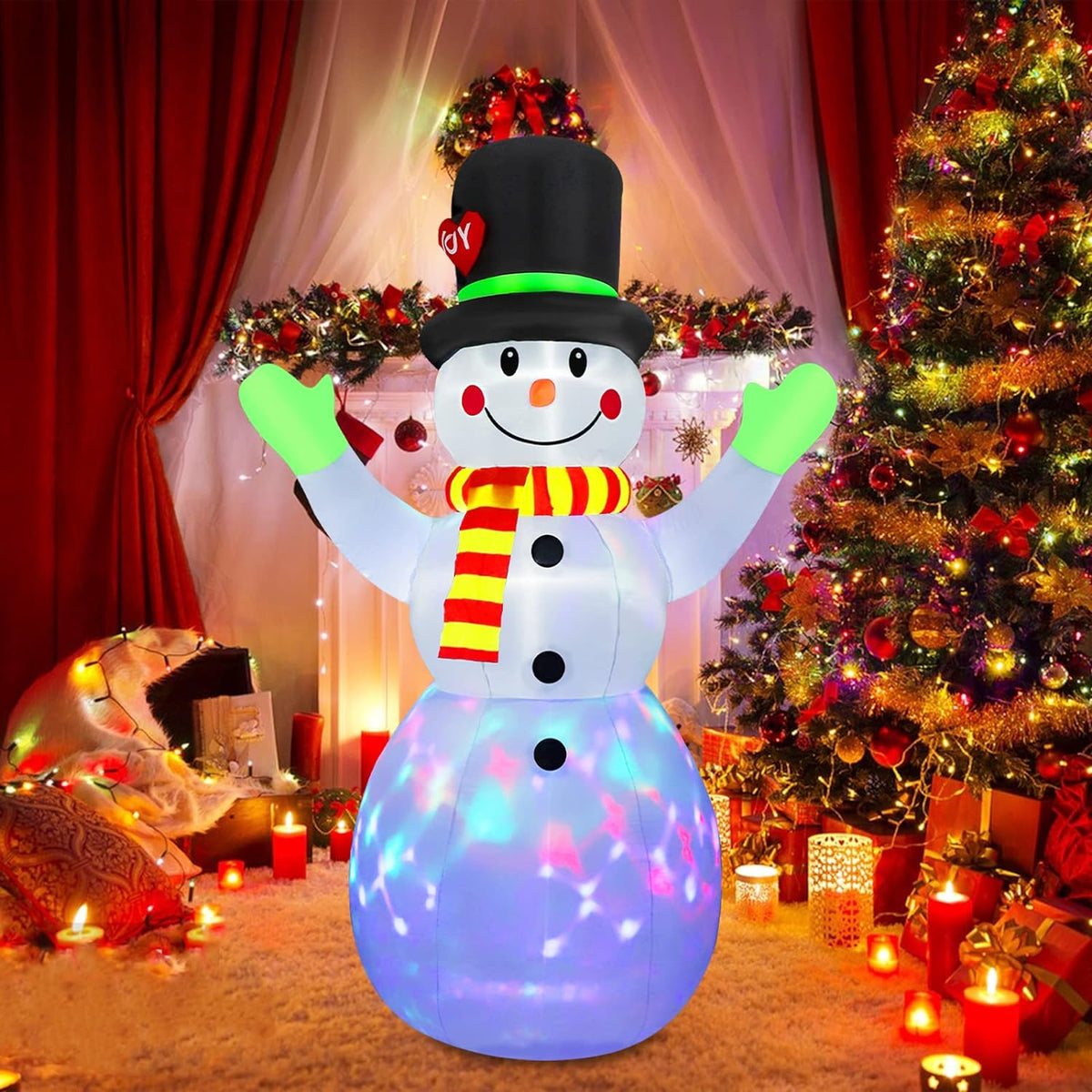 Opblaasbare verlichte sneeuwpop (213 cm) – Noor