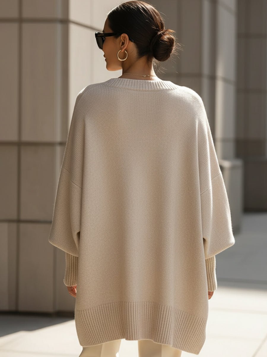 Judit | Oversized damestrui van wolmix met asymmetrische zoom