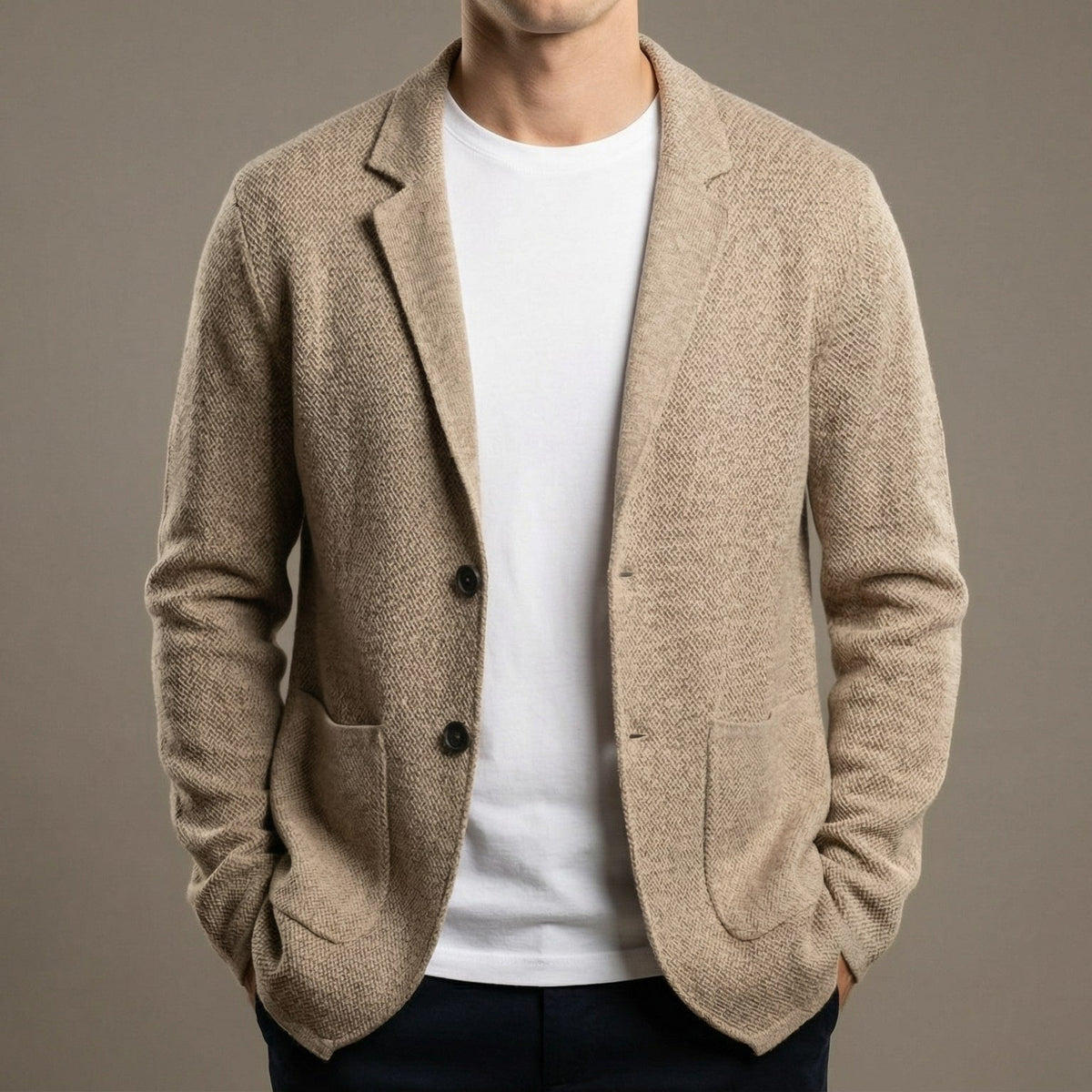 Yasser | Gebreide herenblazer met twee knopen