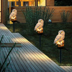 LED lichtgevende tuin uil – materiaal: Hars — afbeelding 4