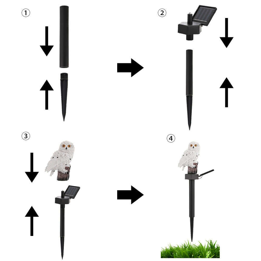 LED lichtgevende tuin uil – materiaal: Hars — afbeelding 10