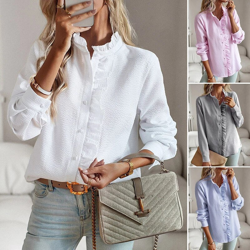 Blouse met knopen en ruches