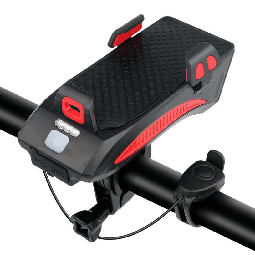 Mobiele telefoonhouder met fietsverlichting – kleur: zwart / rood / blauw — afbeelding 5