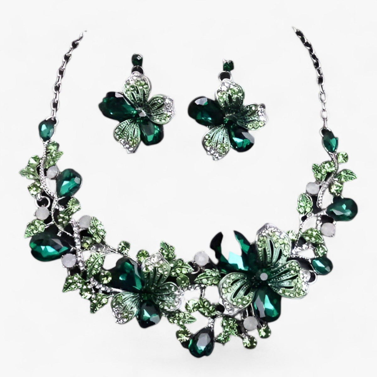 Bruidssieradenset met emaille bloemen