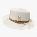 Dames strohoed met platte top