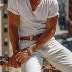 Casual henley kraag henley T-shirt met korte mouwen