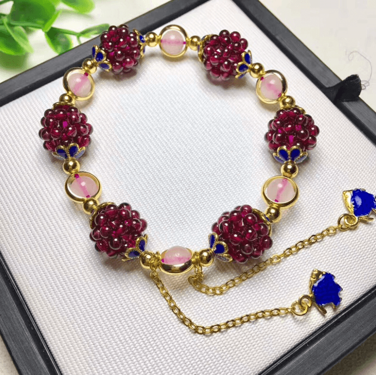 Granaat edelsteen granaatappel armband – maat: 6.3in (uitbreidbaar) — afbeelding 13