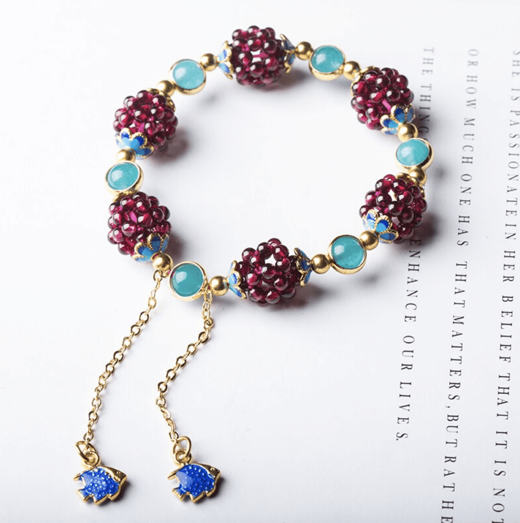 Granaat edelsteen granaatappel armband – maat: 6.3in (uitbreidbaar) — afbeelding 4
