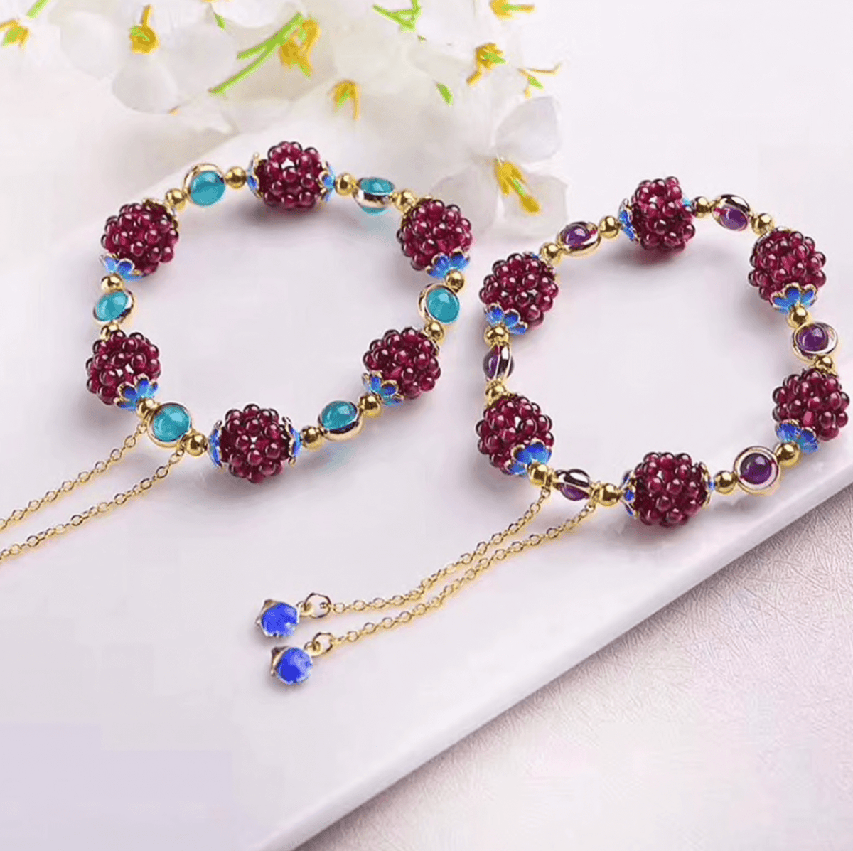Granaat edelsteen granaatappel armband