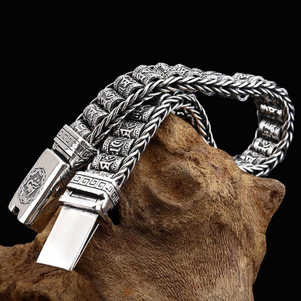 Verzilverde armband met gebedswiel