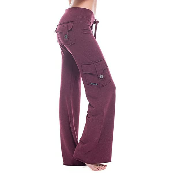 Dames elastische taille fitness broek met zakken