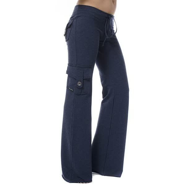 Dames elastische taille fitness broek met zakken