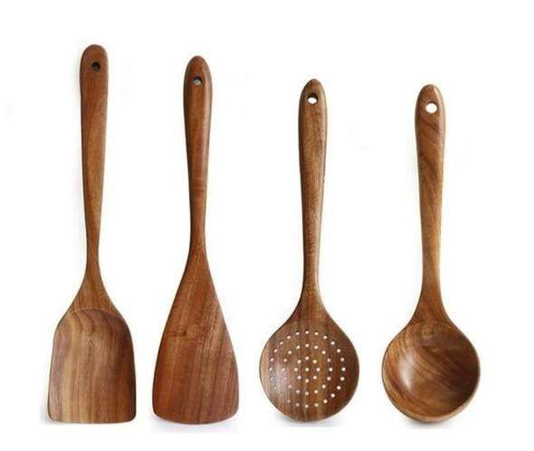 Natuurlijke houten keukenset