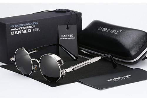 Retro ronde gepolariseerde steampunk zonnebril