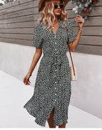 Boho bloemen midi jurk