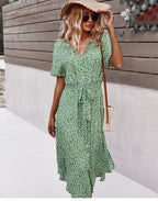 Boho bloemen midi jurk