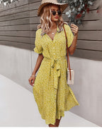 Boho bloemen midi jurk