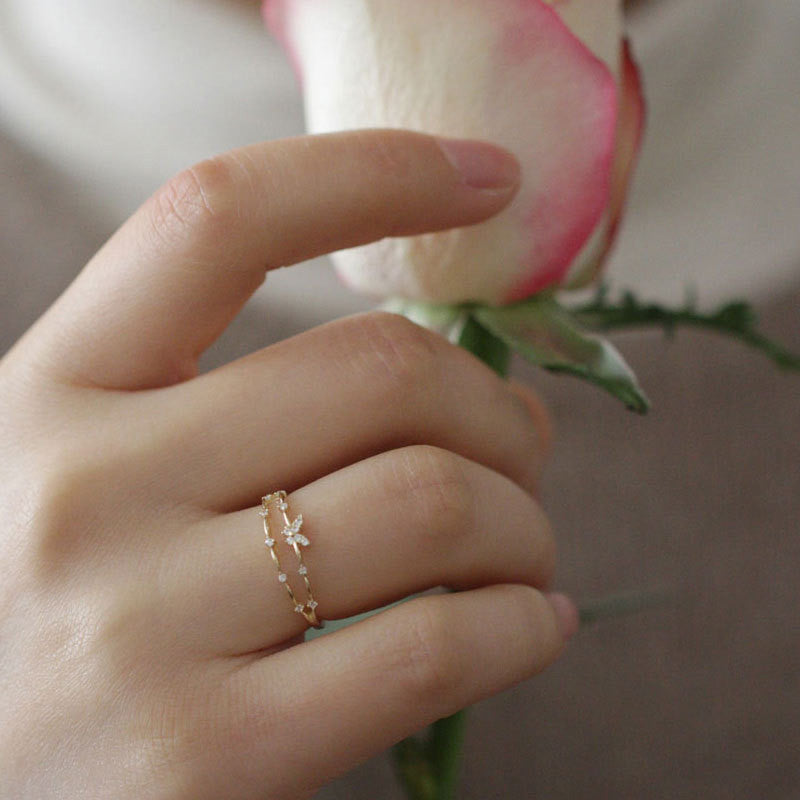 Vlinder-Ring met sprankelende zirkonia